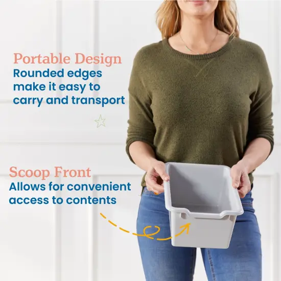 Scoop Front Storage Bins, Multipurpose Organization, 5-Pack Light Grey {4}