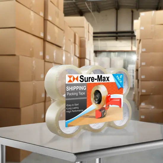 Sure-Max Premium Carton Packing Tape 2.0 mil 165 Feet (55 yards) - Clear {6}