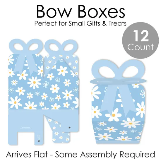 Big Dot of Happiness Blue Daisy Flowers - Square Favor Gift Boxes - Floral Party Bow Boxes - Set of 12 {7}