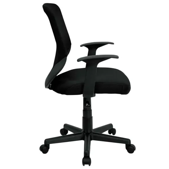 Emma and Oliver Mid-Back Mesh Tapered Back Swivel Task Office Chair with T-Arms Black {5}