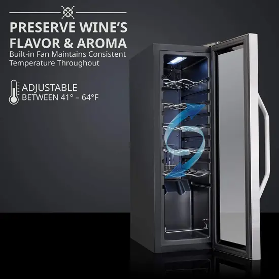 Ivation Stainless Steel Wine Cooler, Large Freestanding Wine Fridge with Lock {2}