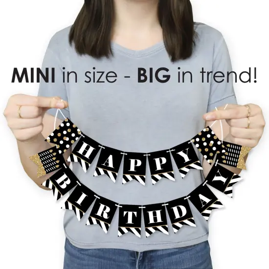 Big Dot of Happiness Adult Happy Birthday - Gold - Birthday Party Mini Pennant Banner - Happy Birthday {4}