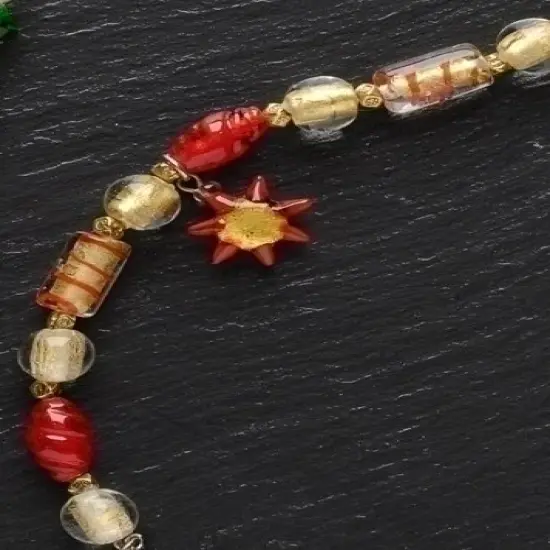 Roman Moments In Life "Courage" Red & Gold Beaded Bracelet {1}