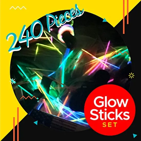 Glow Sticks Party Pack - 240 Pieces, Including 100 8-Inch Glow Sticks, 10 Ultra-Bright 6-Inch Glow Sticks, and Accessories for Creating Glow-in-the-Dark Necklaces, Bracelets, Glasses, Headbands, Balls, and Flowers {3}