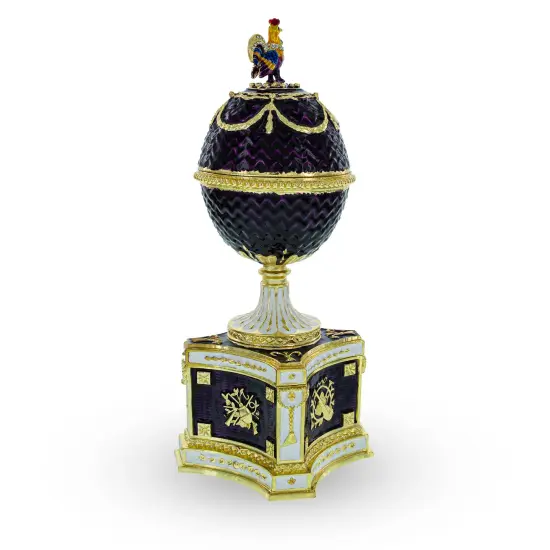 1904 Kelch Chanticleer Royal Imperial Musical Easter Egg in Purple Enamel {4}