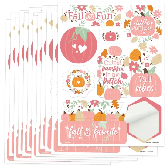 Big Dot of Happiness Girl Little Pumpkin - Fall Birthday or Baby Shower Party Favor Sticker Set - 12 Sheets - 120 Stickers {1}
