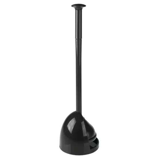 mDesign Plastic Freestanding Hideaway Toilet Bowl Plunger with Holder {4}