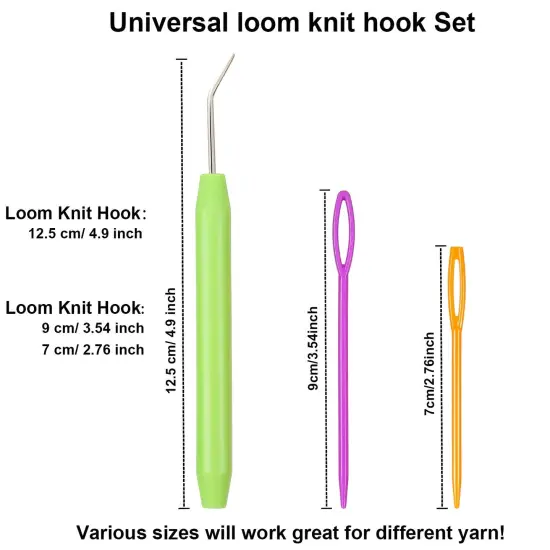 9 Pieces Knitting Loom Hook Crochet Needle Hook with Convenient Rubber Handles and Large Eye Plastic Sewing Needles for Knifty Knitting Knitter Crafts {4}