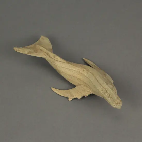 8" Hand Carved Humpback Whale Wooden Sculpture &ndash; Nautical Ocean Decor Figurine {5}