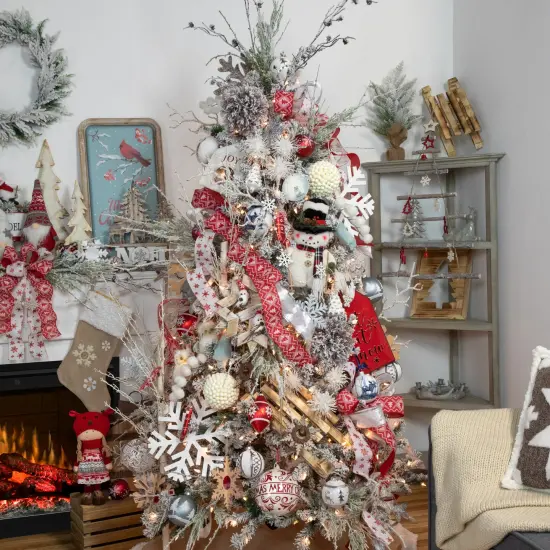 Northlight 20.5" Beige and Ivory Snowflake Embroidered Christmas Stocking {3}