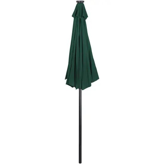 Northlight 9ft Solar Lighted Outdoor Patio Market Umbrella with Hand Crank and Tilt, Hunter Green {5}