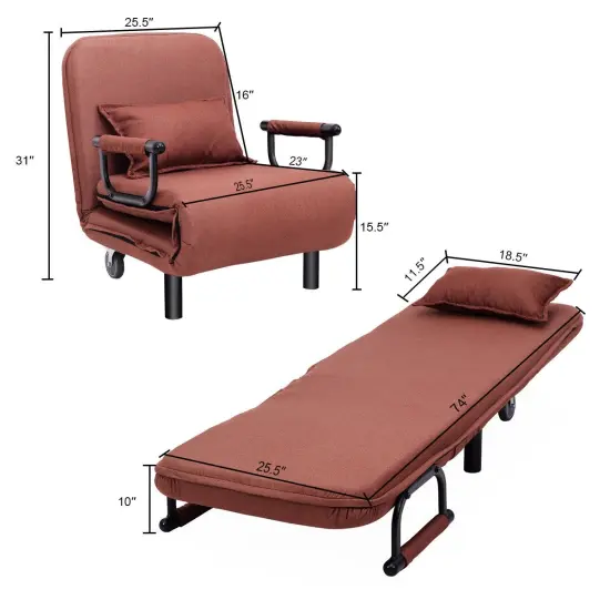Convertible Folding Leisure Recliner Sofa Bed Brown {3}