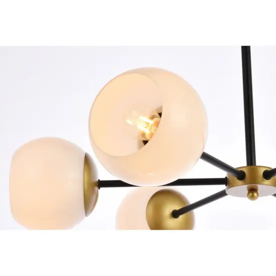 Briggs 30 inch pendant in black and brass with white shade {5}