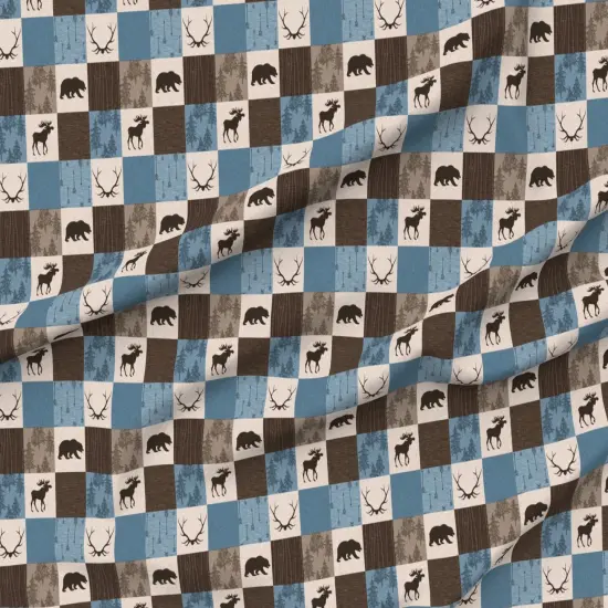 Various Fabrics by the Yard or Fat Quarter Brown Woodland Bears Patchwork Moose Antlers Wildlife Cabincore Tree Arrows Cheater Quilt Nature Cabin Custom Printed Fabric by Spoonflower {6}