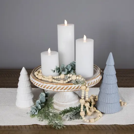 Northlight LED Solid Flameless Flickering Wax Pillar Candles - 8" - White - Set of 3 {3}