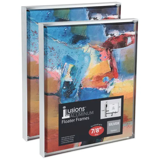 Creative Mark Illusions Aluminum Floater Frames 7/8" 2 Pack - Canvas Floater Frames with Sleek Metal Exterior, Flat Molding & Assembly Hardware for Artists, Professionals, Galleries {1}