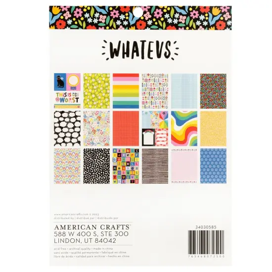 Amerian Crafts Double-Sided Paper Pad 6"X8" 36/Pkg-Black Foil, Whatevs {2}