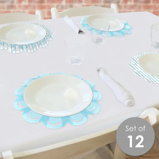 Big Dot of Happiness Blue Stripes - Simple Party Round Table Decorations - Paper Chargers - Place Setting For 12 {3}