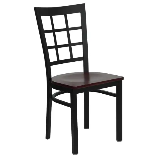 Emma and Oliver Window Back Metal Restaurant Dining Chair Mahogany/BlackMetal {1}
