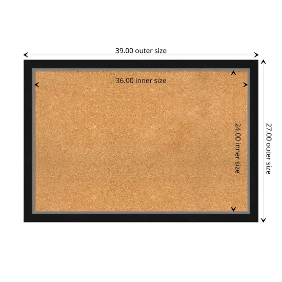 Eva Narrow Framed Corkboard, Natural Cork Eva Black Silver {3}