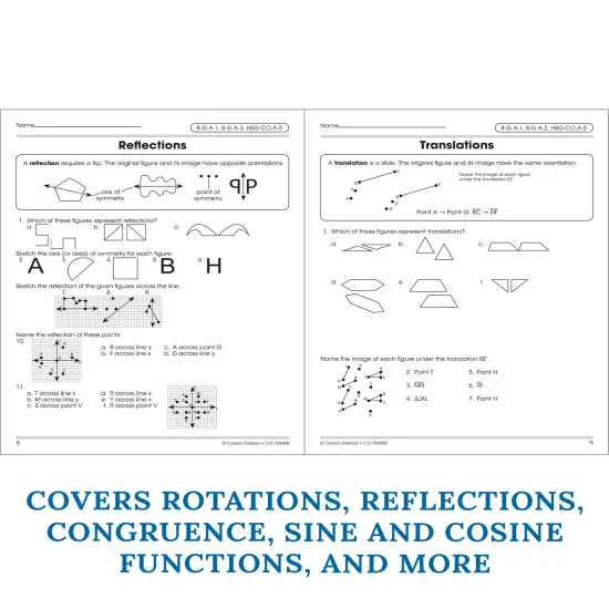 Carson Dellosa The 100 Series Geometry Workbook, Math Book for Grades 8 and Up Covering Trigonometry, Geometric Equations, and More, Classroom or Homeschool Curriculum {4}