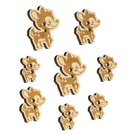 Adorable Baby Deer Fawn Wood Buttons for Sewing Knitting Crochet DIY Craft {7}