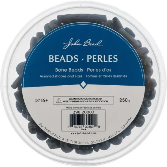 John Bead Natural Bone Beads Assorted Box Set, 250g Black {3}