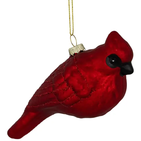 Northlight Glittered Cardinal Hanging Glass Christmas Ornament - 5.5" - Dark Red {1}