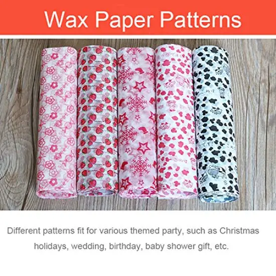 100 sheets Wax Paper Sheets Deli Wraps Basket Liners Deli Paper Wax Paper Square Baking Paper Colored Parchment Paper Greaseproof for Food,Handmade Soap,Cookies and Carmels ( Candy) {5}