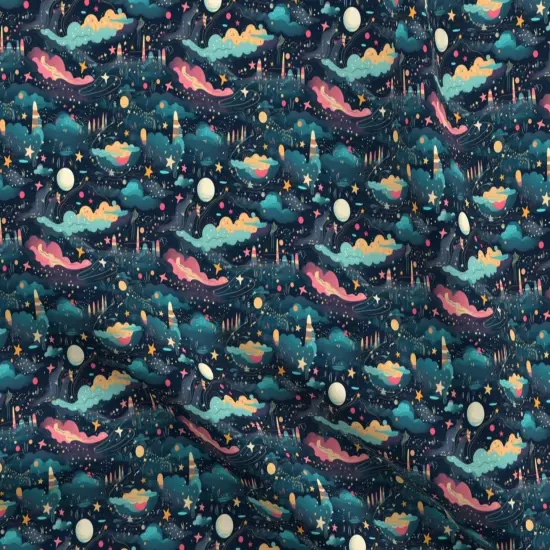 Various Fabrics by the Yard or Fat Quarter Dreams Celestial Galaxy Moon Stars Clouds Custom Printed Fabric by Spoonflower {5}