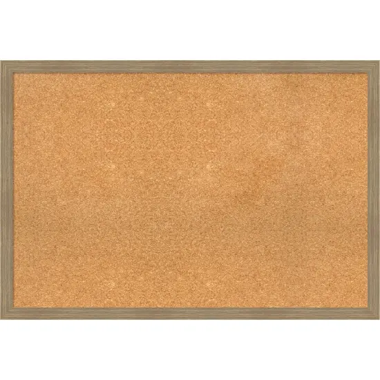 Woodgrain Stripe Wood Framed Corkboard, Natural Cork Mocha {1}