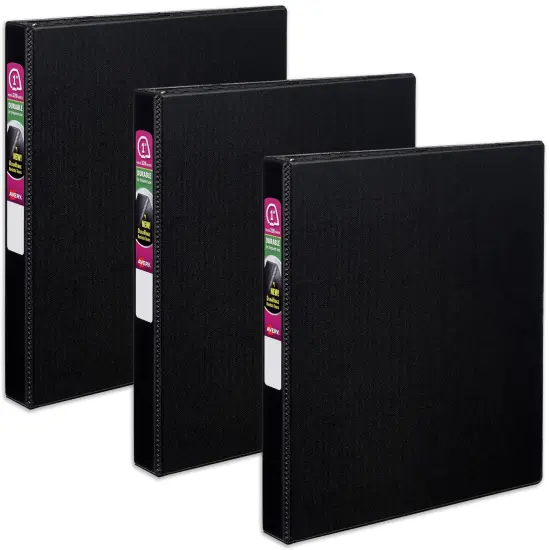 Avery Durable 3 Ring Binder, 1 Inch Slant Rings, 3 Black Binders (27250) {1}