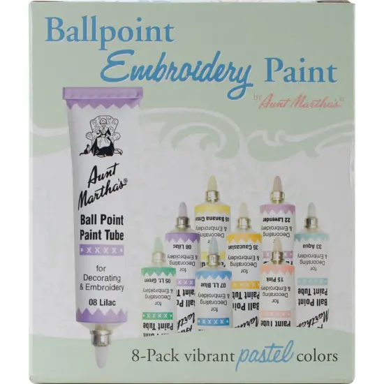 Aunt Martha's Ballpoint Paint Tubes 1oz 8/Pkg-Pastel Colors {1}