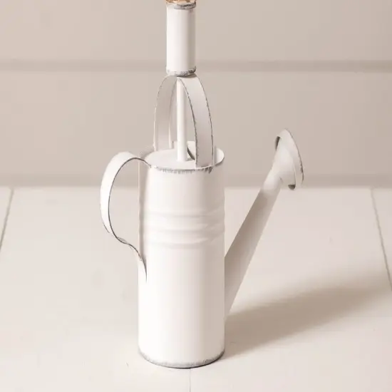Irvins Country Tinware Watering Can Lamp Base in Rustic White {4}