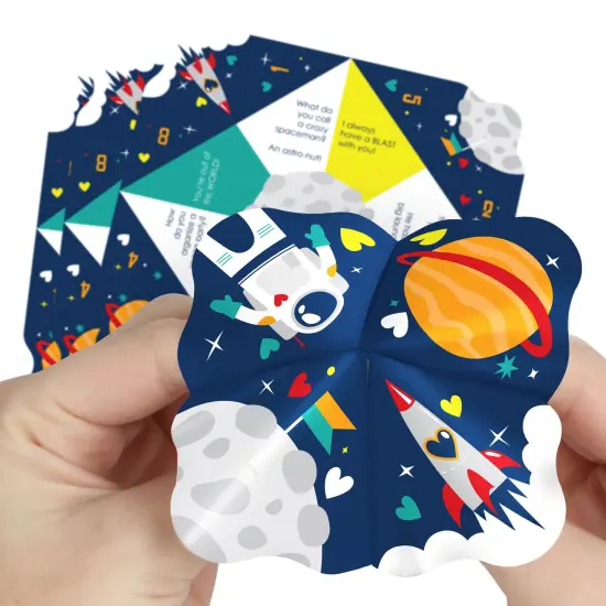 Big Dot of Happiness Blast Off to Outer Space - Rocket Ship Valentine&rsquo;s Day Party Cootie Catcher Game - Valentine Jokes for Kids Fortune Tellers - Set of 12 {1}