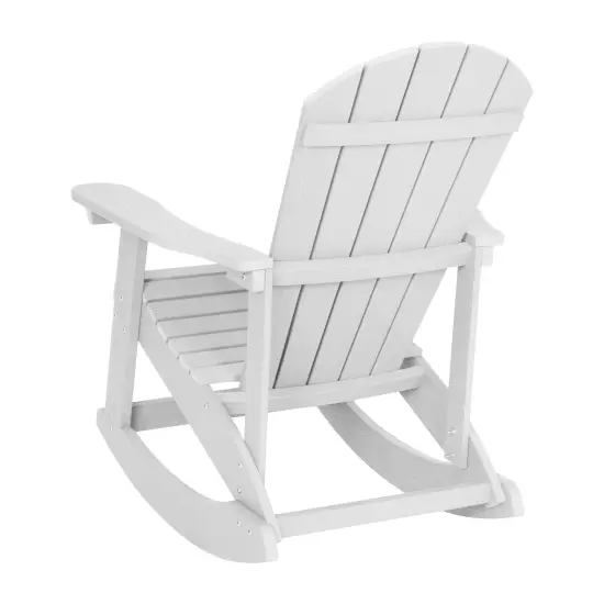 Merrick Lane Set of 2 Atlantic All-Weather Polyresin Adirondack Rocking Chair with Vertical Slats Yellow {9}