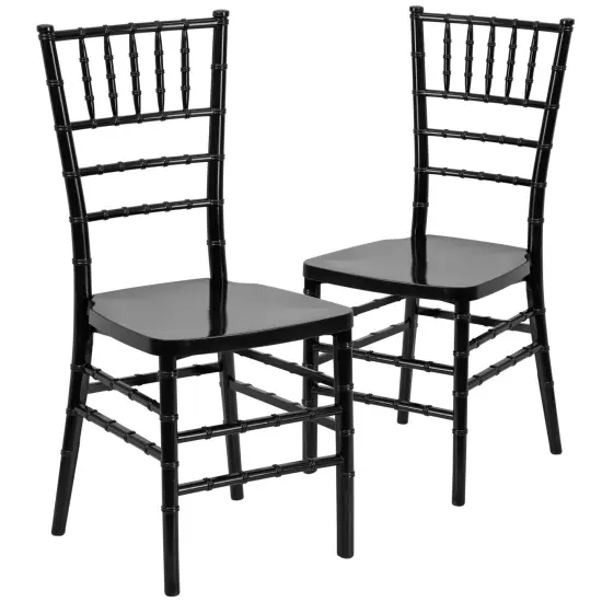 Emma and Oliver 2 Pack PREMIUM Resin Stacking Chiavari Chair Black {1}
