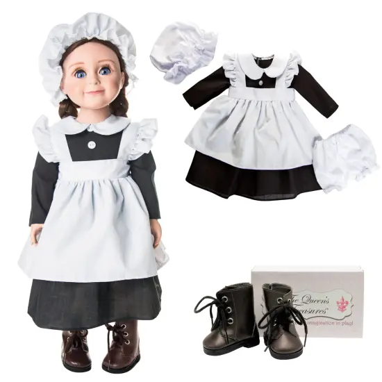 The Queen' Treasures 18 Inch Doll 5 Piece Kitchen Maid Clothes Outfit with Boots {2}