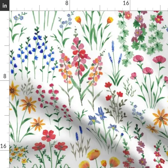 Various Fabrics by the Yard or Fat Quarter Delicate Floral Botanical Garden Bloom Meadow Wildflower Colorful Green Custom Printed Fabric by Spoonflower {2}