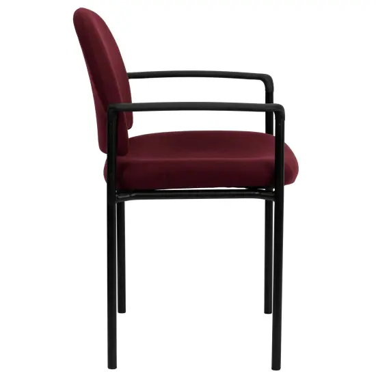 Emma and Oliver Comfort Stackable Steel Side Reception Chair with Arms Black Fabric {10}