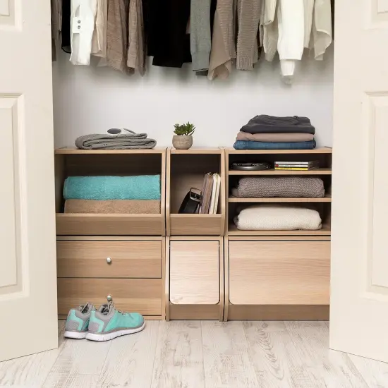 IRIS USA TACHI Modular Wood Stacking Storage Box with Shelf {4}