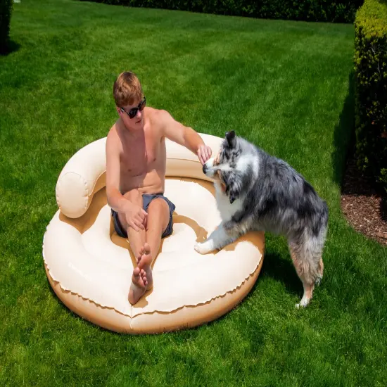 Swimline Cloud Oxford Fabric Inflatable Swimming Pool Island Chaise Float - 60" - Beige {3}