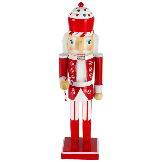 Northlight 14" Red and White Wooden Candy Cane King Christmas Nutcracker {1}