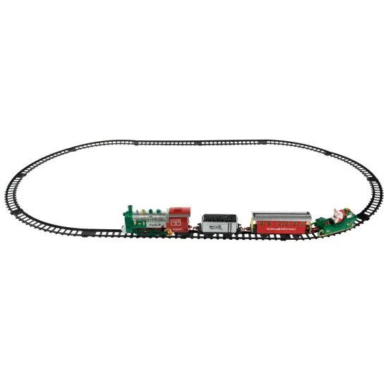 Northlight 16 Pc Silver and Red Battery Operated Lighted and Animated Christmas Holiday Train Set with Sound {1}