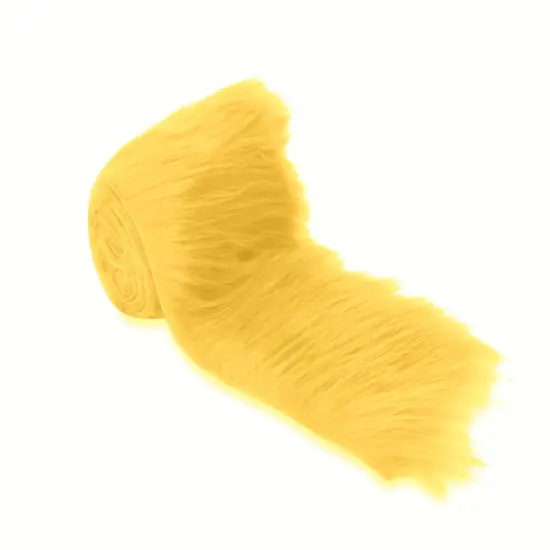 Faux Fur Fabric by FabricLA - 2 Inch x 60 Inch Precut Golden Yellow Fur Trim Rolls | Ideal for Crafts & Decor {1}