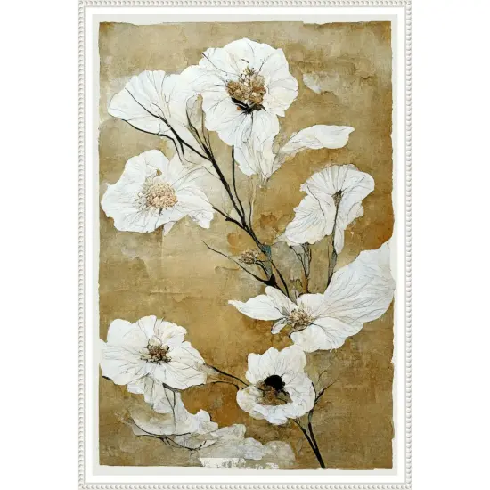 White Dry Flowers by TreechildFramed Canvas Wall Art {1}