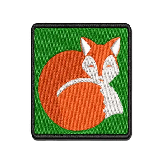 Fox Curled Up Sleeping Multi-Color Embroidered Iron-On or Hook & Loop Patch Applique {1}