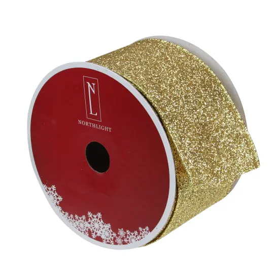 Northlight Shimmering Metallic Gold Christmas Wired Craft Ribbon 2.5" x 16 Yards {4}