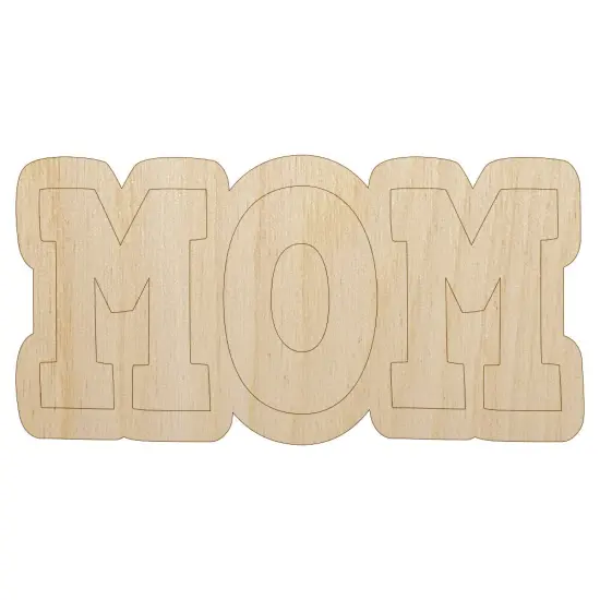 Mom Fun Text Unfinished Wood Shape Piece Cutout for DIY Craft Projects {7}