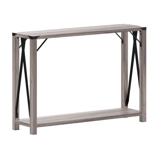 Merrick Lane Green River Modern Farmhouse Engineered Wood Sofa Table and Powder Coated Steel Accents Gray Wash {1}